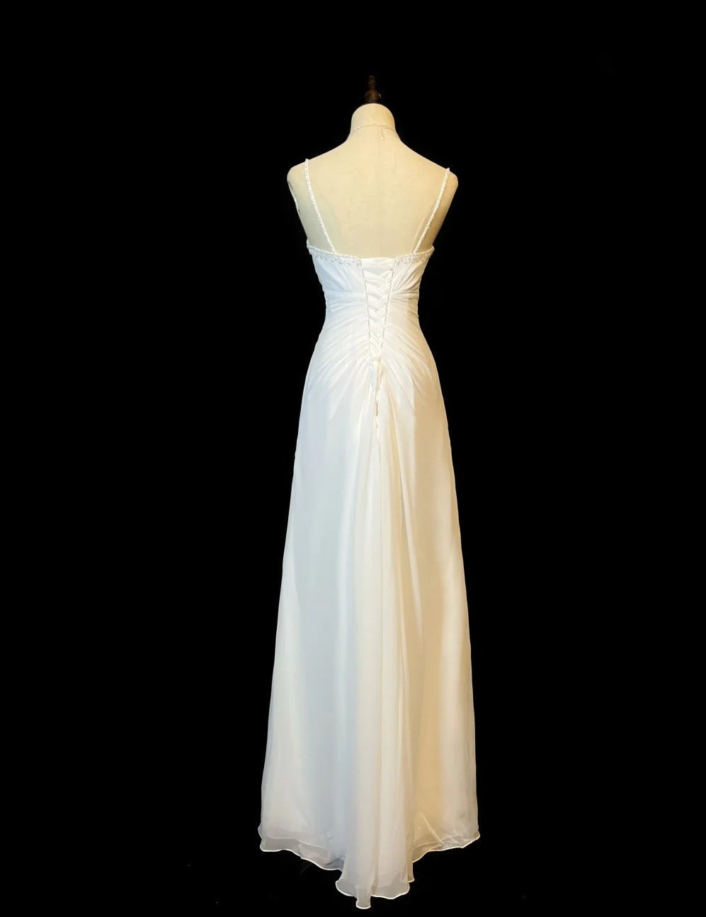 Elegant Prom Dress White Spaghetti Straps Pleated Formal Gown Evening Dress Gala Dress     D5070