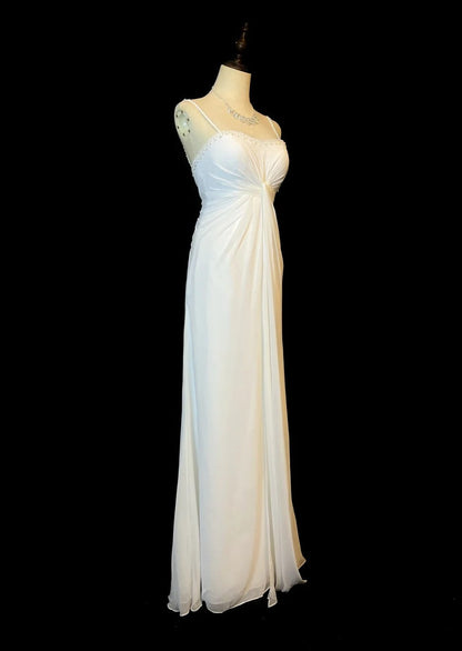 Elegant Prom Dress White Spaghetti Straps Pleated Formal Gown Evening Dress Gala Dress     D5070