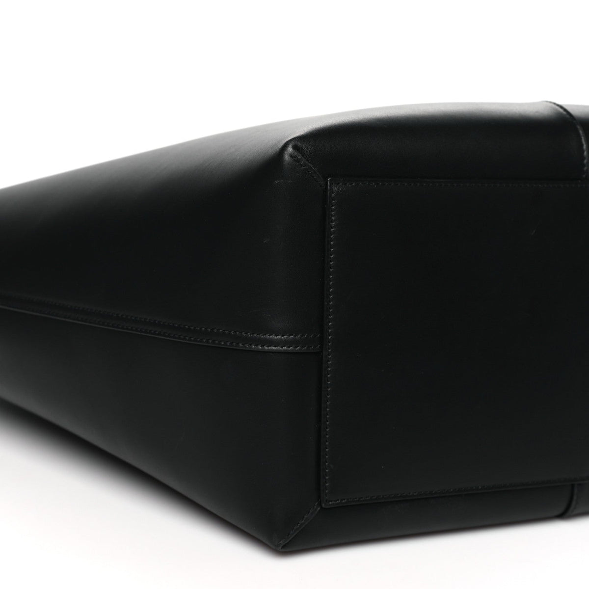 Smooth Calfskin Maxi Trapezoid Shopping Tote Black