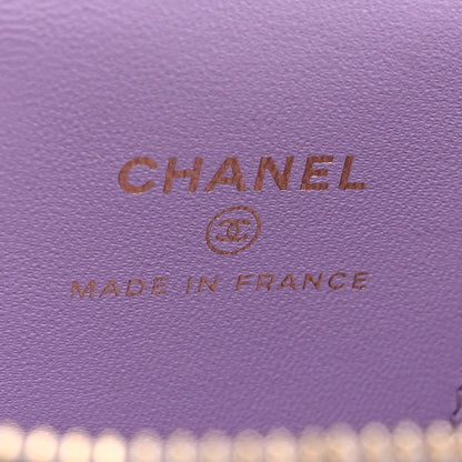 Lambskin Quilted Top Handle Mini Vanity Case With Chain Light Purple
