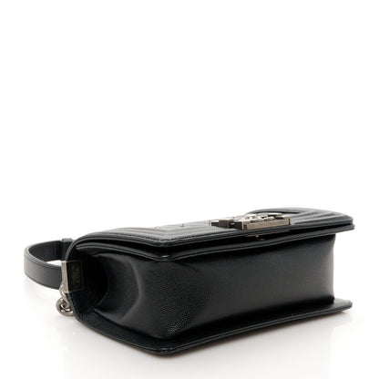 Caviar Quilted Small Boy Flap Black