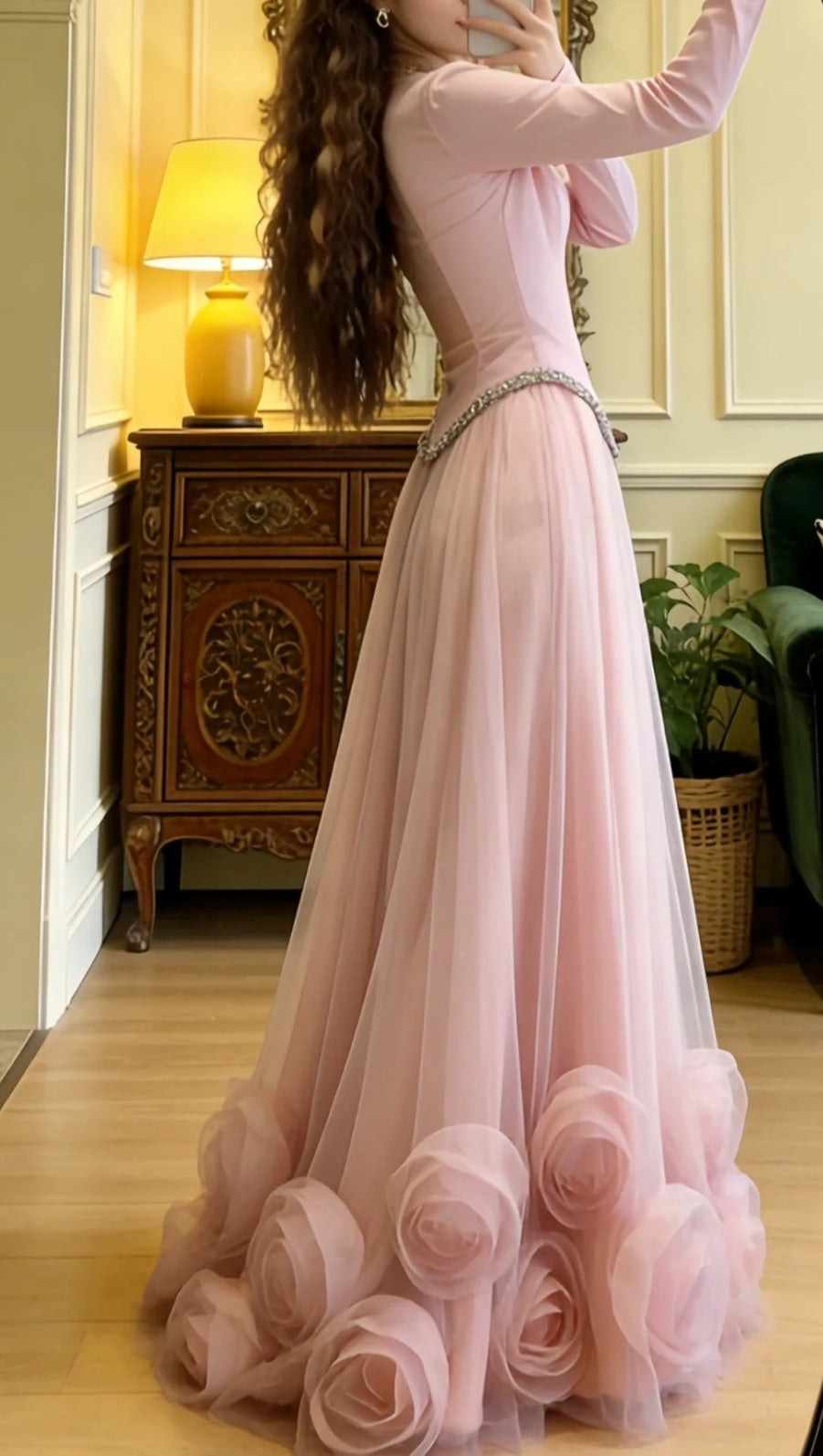 Beauty Prom Dress Light Pink Crew Neck Tulle Pleated Gala Gown Formal Evening Dress Party Outfits     D5119