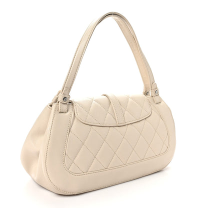 Caviar Quilted Mademoiselle Flap Bag Light Beige