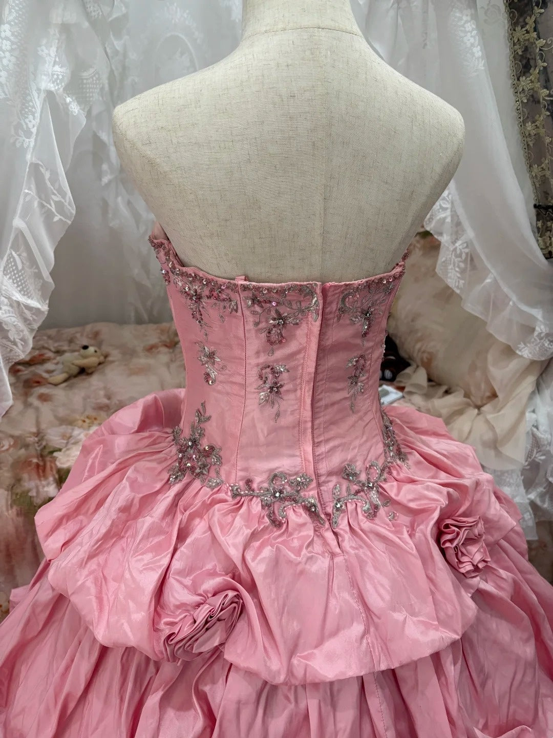 Charming Ball Gown Pink Spaghetti Straps Pleated Evening Dress Quinceanera Dress 18th Birthday Prom Gown       D5163