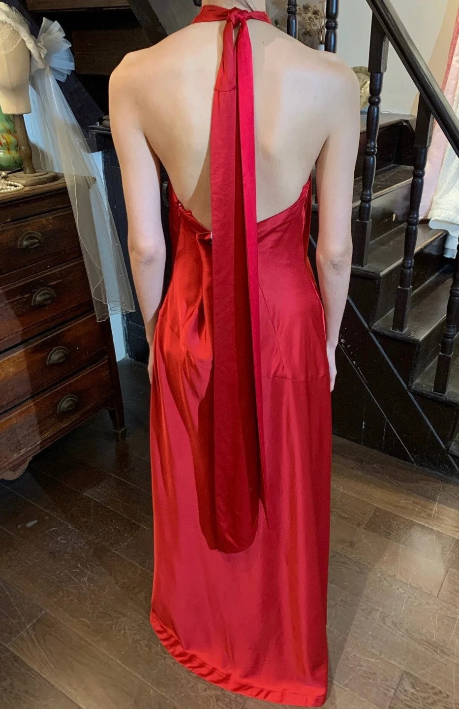 Beauty Prom Dress Satin Halter Gala Gown Evening Dress Graduation Dress     D5165