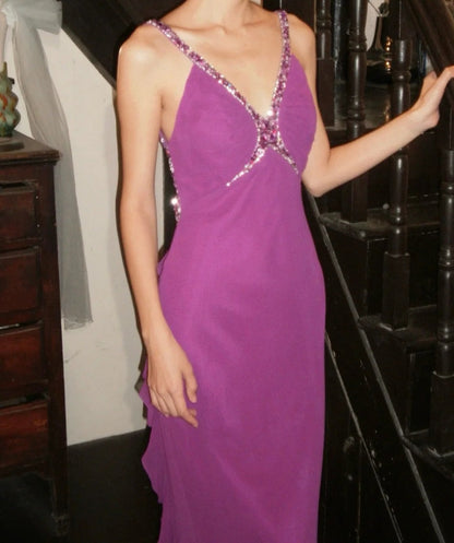 Elegant Prom Dress Spaghetti Straps Backless Crystal Gala Gown Evening Dress Graduation Dress     D5167