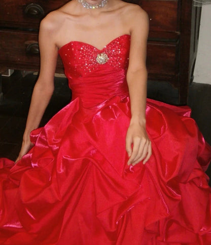 Stunning Prom Dress Red Sweetheart Pleated Gala Gown Fomal Evening Dress Graduation Dress     D5178