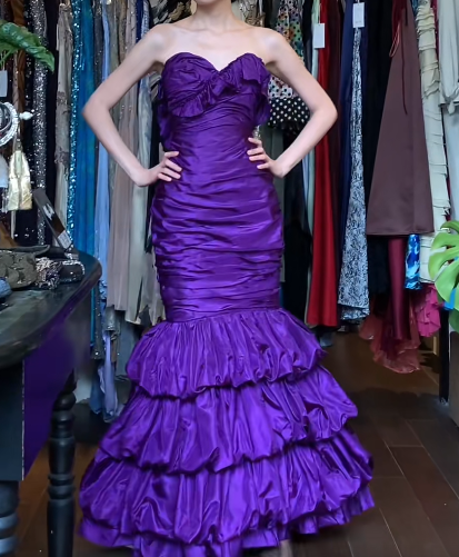 Stunning Prom Dress Purple Sweetheart Pleated Mermaid Gala Gown Fomal Evening Dress Graduation Dress     D5190