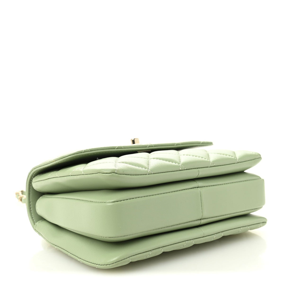 Lambskin Lacquered Quilted Mini Trendy CC Dual Handle Flap Bag Light Green