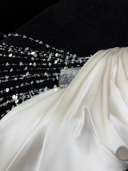 Stunning Strapless Sheath Satin Beaded Long Evening Party Dress Birthday Outfits, D980