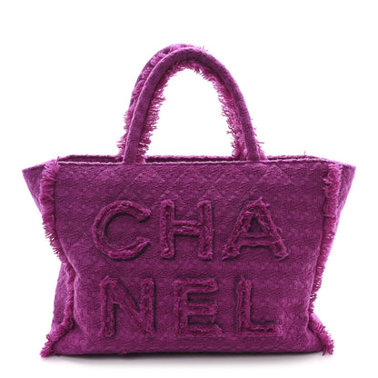 Wool Tweed Large Zipped Shopping Tote Magenta