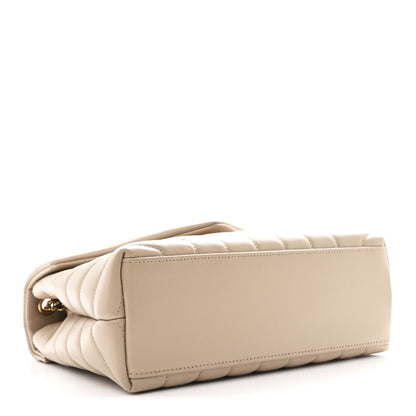 Calfskin Y Quilted Monogram Small Loulou Chain Satchel Dark Beige
