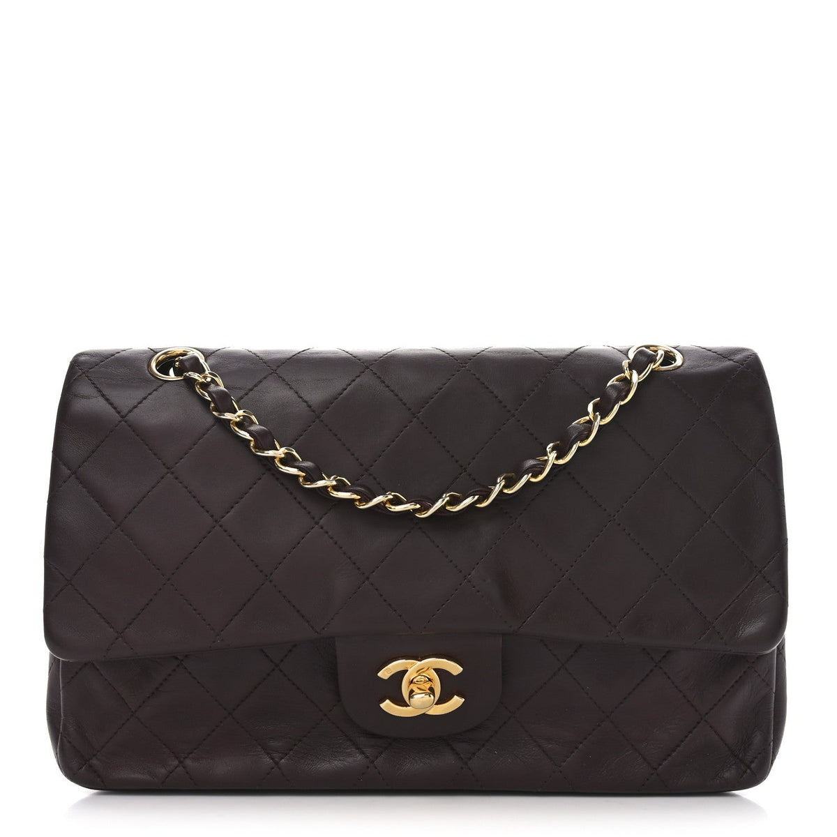 Lambskin Quilted Medium Double Flap Burgundy