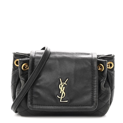 Lambskin Quilted Monogram Mini Nolita Black
