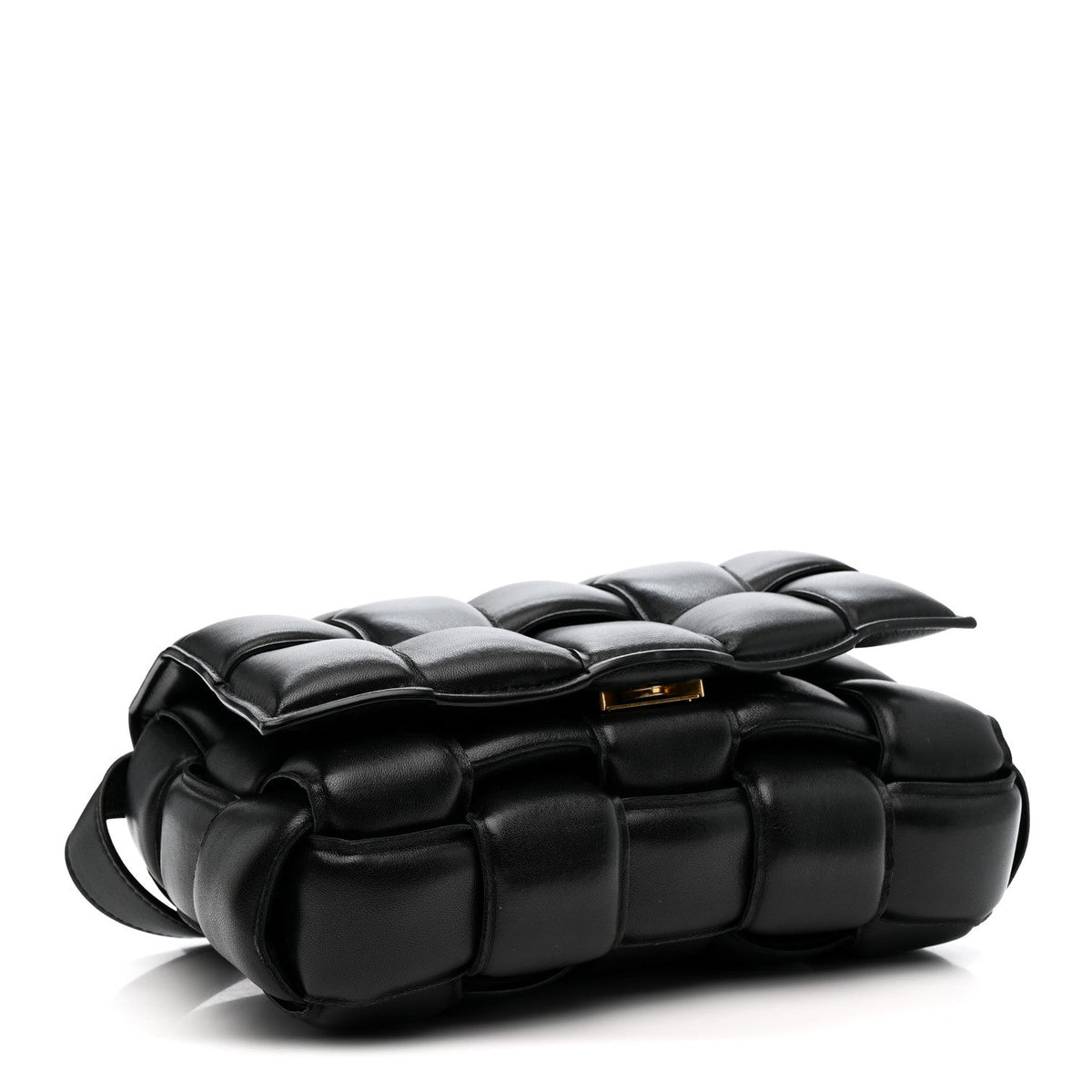Nappa Maxi Intreccio Padded Cassette Crossbody Bag Black