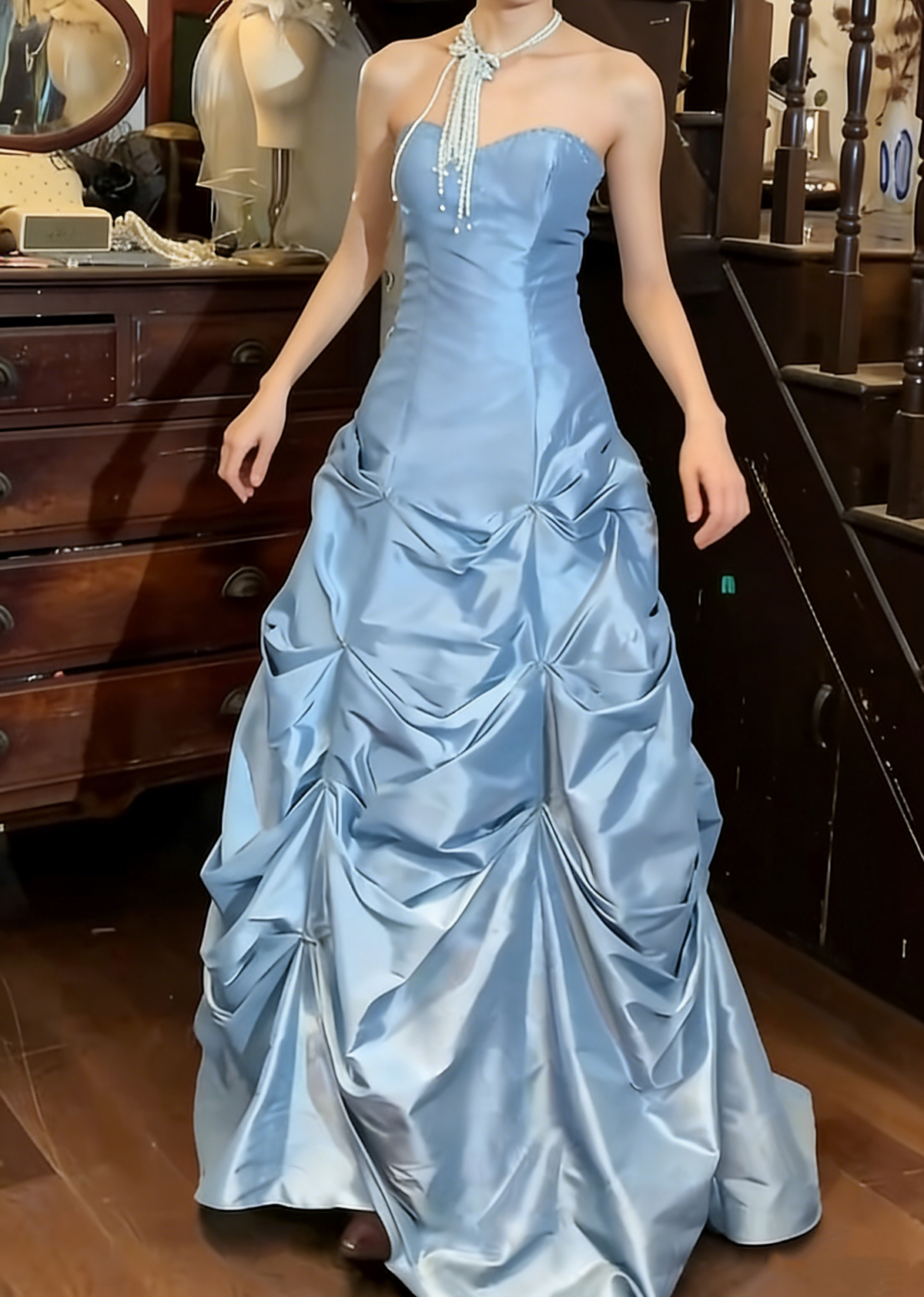 Elegant Prom Dress A Line Satin Sweetheart Pleated Gala Gown Evening Dress  D5294