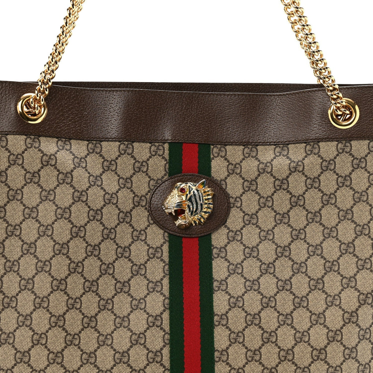 GG Supreme Monogram Large Rajah Chain Tote Beige New Acero