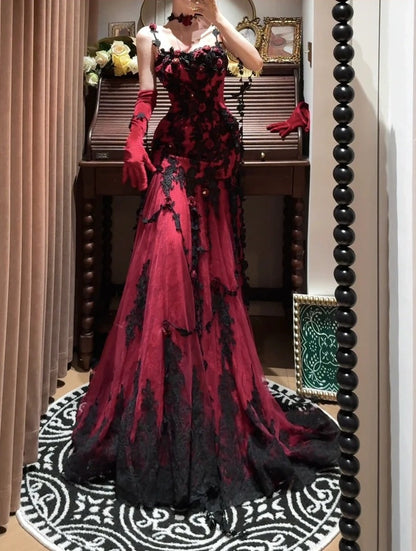 Elegant Prom Dress Wine Red Spaghetti Straps Mermaid Gala Dress Evening Dress 18th Birthday Gown      D5332