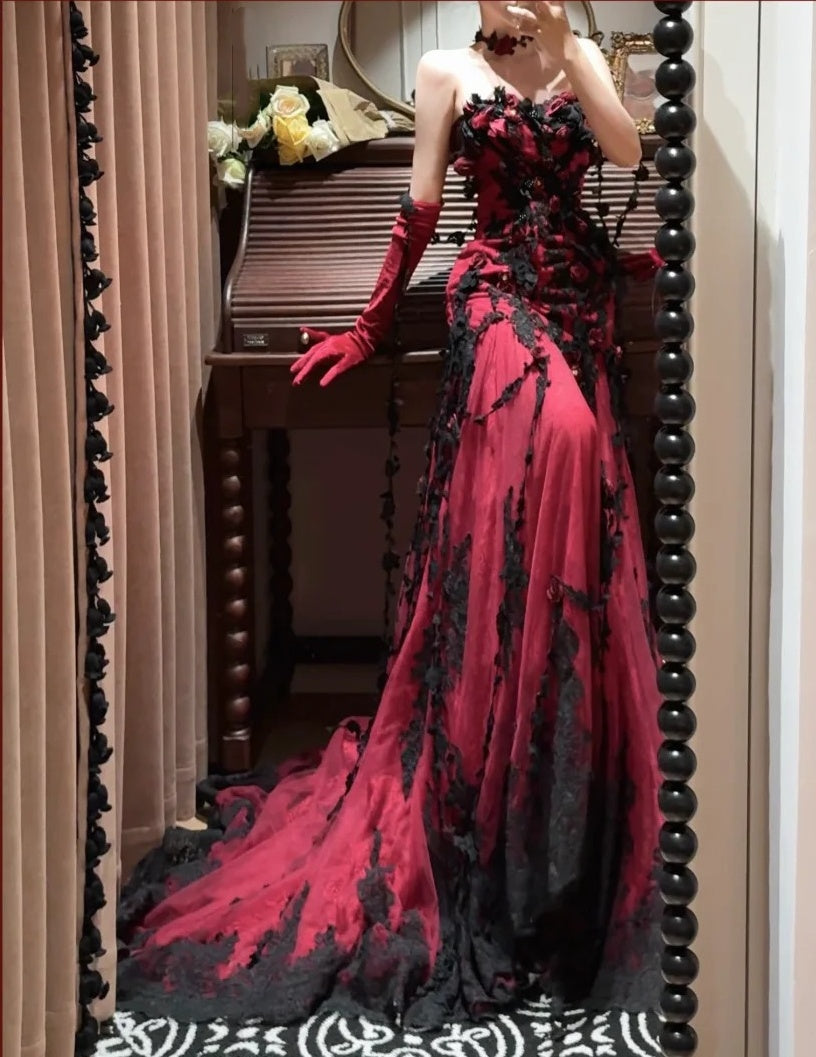 Elegant Prom Dress Wine Red Spaghetti Straps Mermaid Gala Dress Evening Dress 18th Birthday Gown      D5332