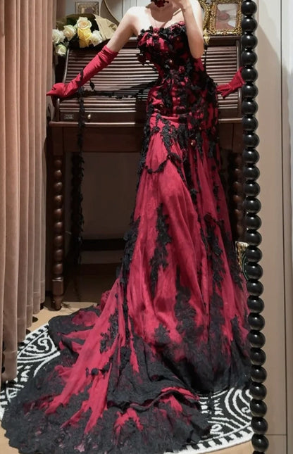 Elegant Prom Dress Wine Red Spaghetti Straps Mermaid Gala Dress Evening Dress 18th Birthday Gown      D5332
