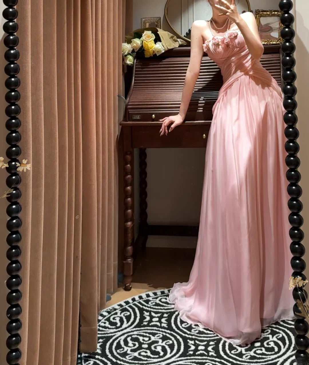 Beauty Prom Dress Pink Strapless Pleated Gala Dress Evening Dress 18th Birthday Gown      D5333