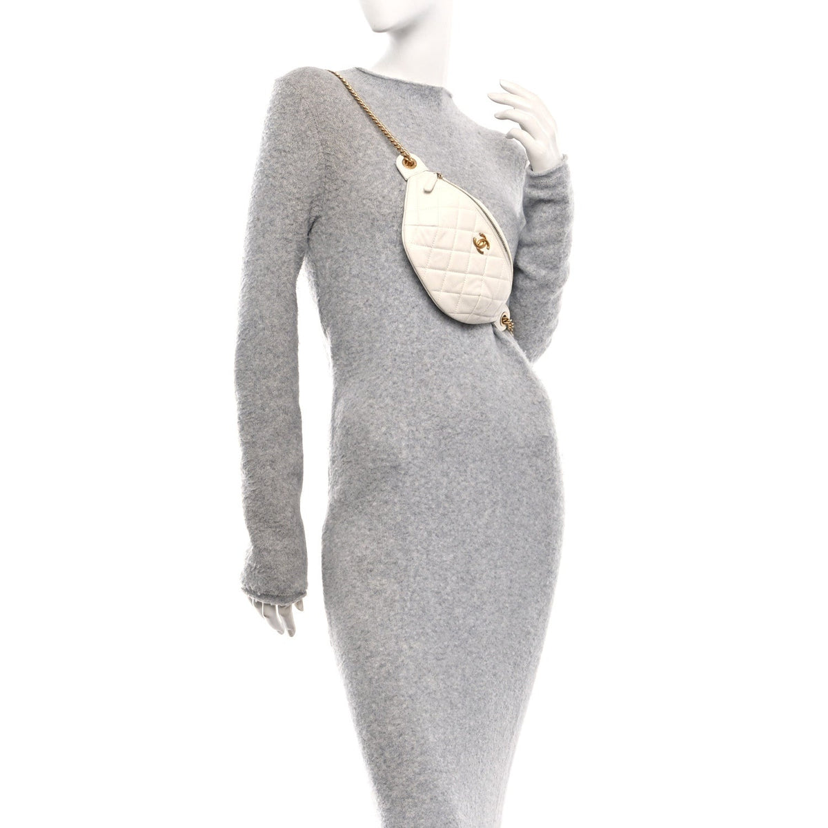 Caviar Quilted Sweetheart Belt Bag White