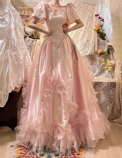 Charming Prom Dress A Line Light Pink V-neck Gala Dress Evening Dress 18th Graduation Gown      D5339