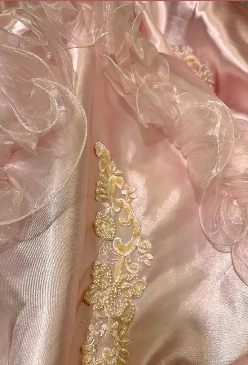 Charming Prom Dress A Line Light Pink V-neck Gala Dress Evening Dress 18th Graduation Gown      D5339