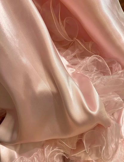 Charming Prom Dress A Line Light Pink V-neck Gala Dress Evening Dress 18th Graduation Gown      D5339