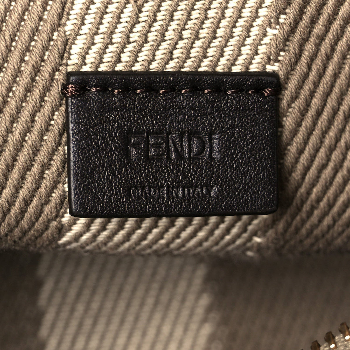 Denim Jacquard FF Effect Vitello Grace Mini Roll Tote Dove White Dove
