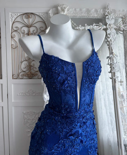 Elegant Prom Dress Lilac Spaghetti Straps Slit Mermaid Gala Dress Evening Dress 18th Birthday Gown      D5347
