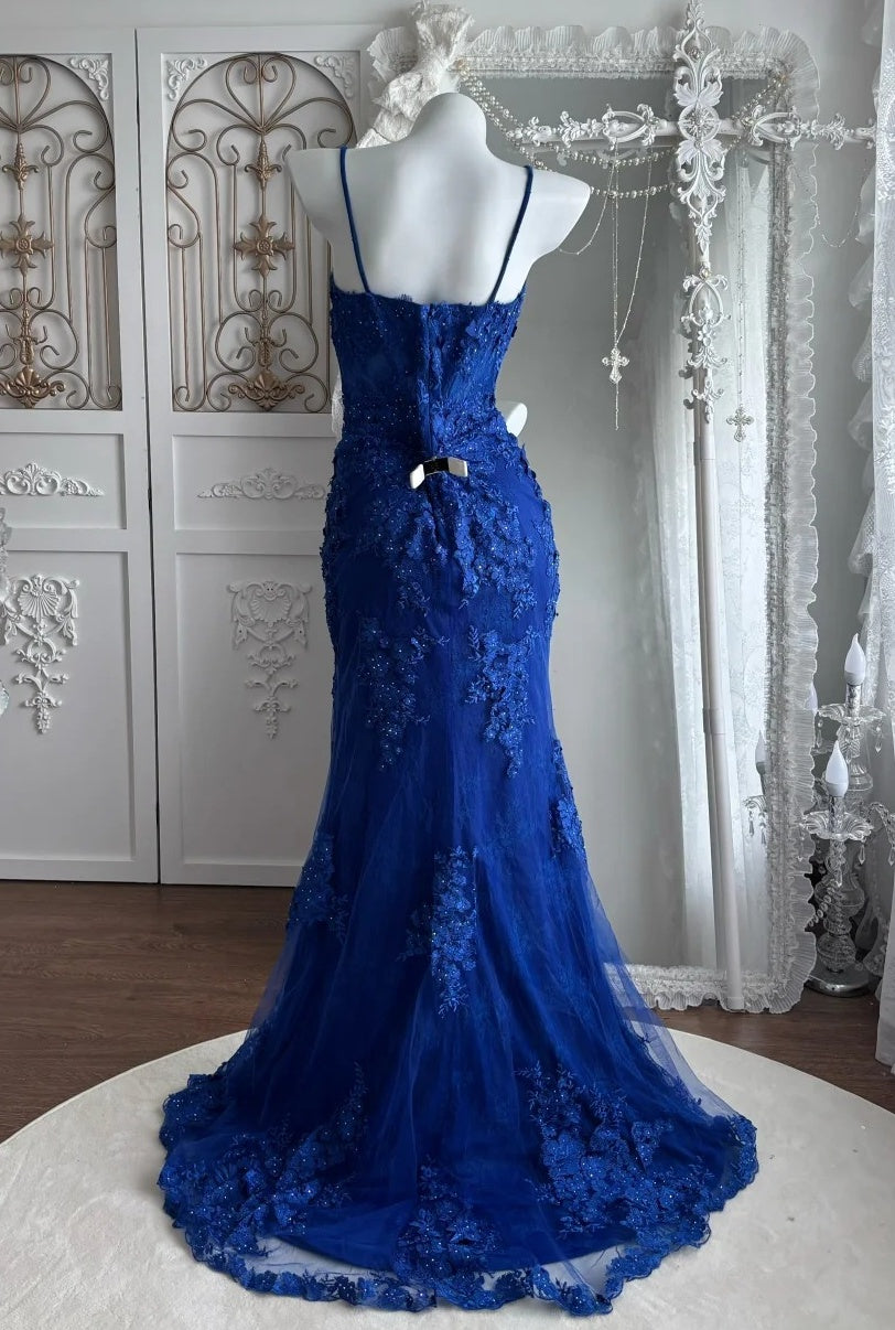 Elegant Prom Dress Lilac Spaghetti Straps Slit Mermaid Gala Dress Evening Dress 18th Birthday Gown      D5347