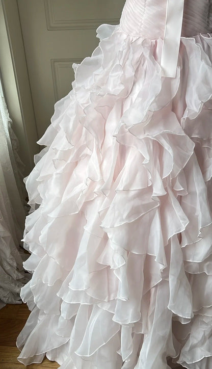 Stunning Prom Dress Light Pink Sweetheart Tiered Gala Dress Evening Dress 18th Birthday Gown      D5352