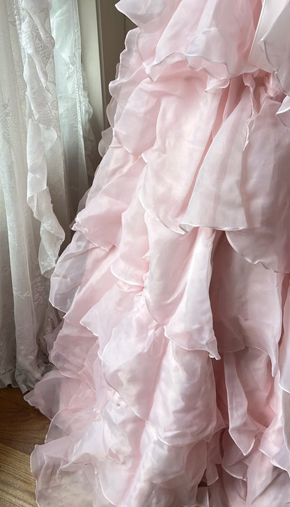Beauty Ball Gown Light Pink Sweetheart Tiered Evening Dress Sweet 16th Dress Birthday Party Gown       D5353
