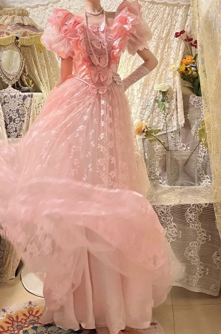 Beauty Prom Dress A Line Pink Square Neck Gala Dress Evening Dress 18th Birthday Gown      D5359