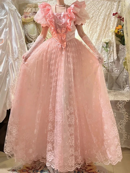 Beauty Prom Dress A Line Pink Square Neck Gala Dress Evening Dress 18th Birthday Gown      D5359
