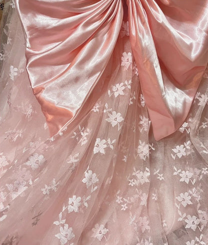 Beauty Prom Dress A Line Pink Square Neck Gala Dress Evening Dress 18th Birthday Gown      D5359