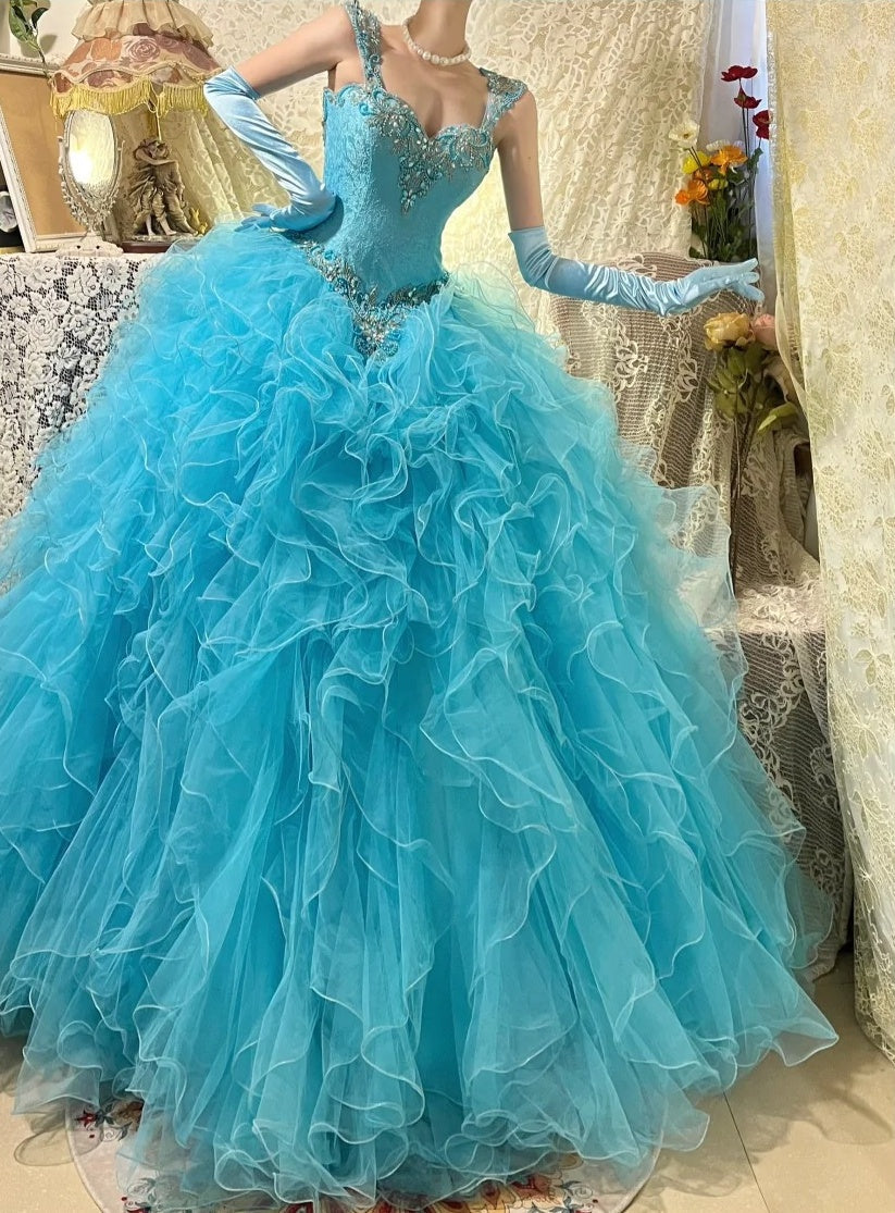 Stunning Prom Dress Sweetheart Ruffle Tulle Gala Dress Evening Dress 18th Birthday Gown      D5360