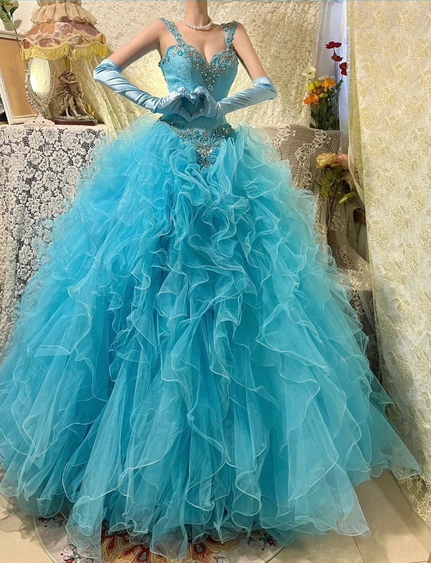 Stunning Prom Dress Sweetheart Ruffle Tulle Gala Dress Evening Dress 18th Birthday Gown      D5360