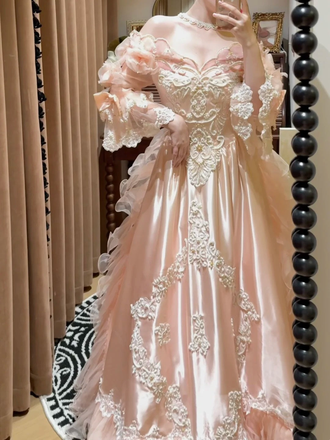 Vintage 90s Prom Dress Light Pink Off Shoulder Pleated Gala Dress Evening Dress 18th Birthday Gown      D5362