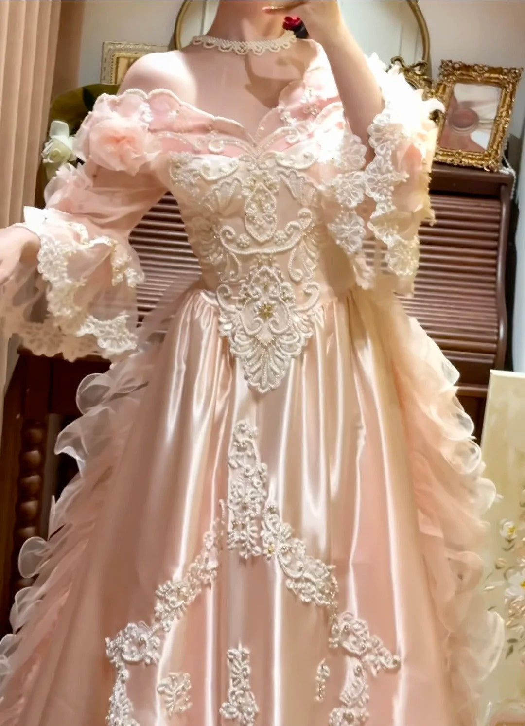 Vintage 90s Prom Dress Light Pink Off Shoulder Pleated Gala Dress Evening Dress 18th Birthday Gown      D5362
