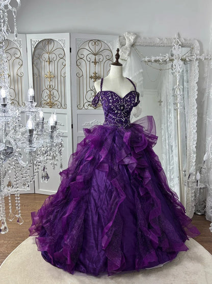 Gorgeous Prom Dress Dark Purple Sweetheart Pleated Gala Dress Evening Dress 18th Birthday Gown      D5367