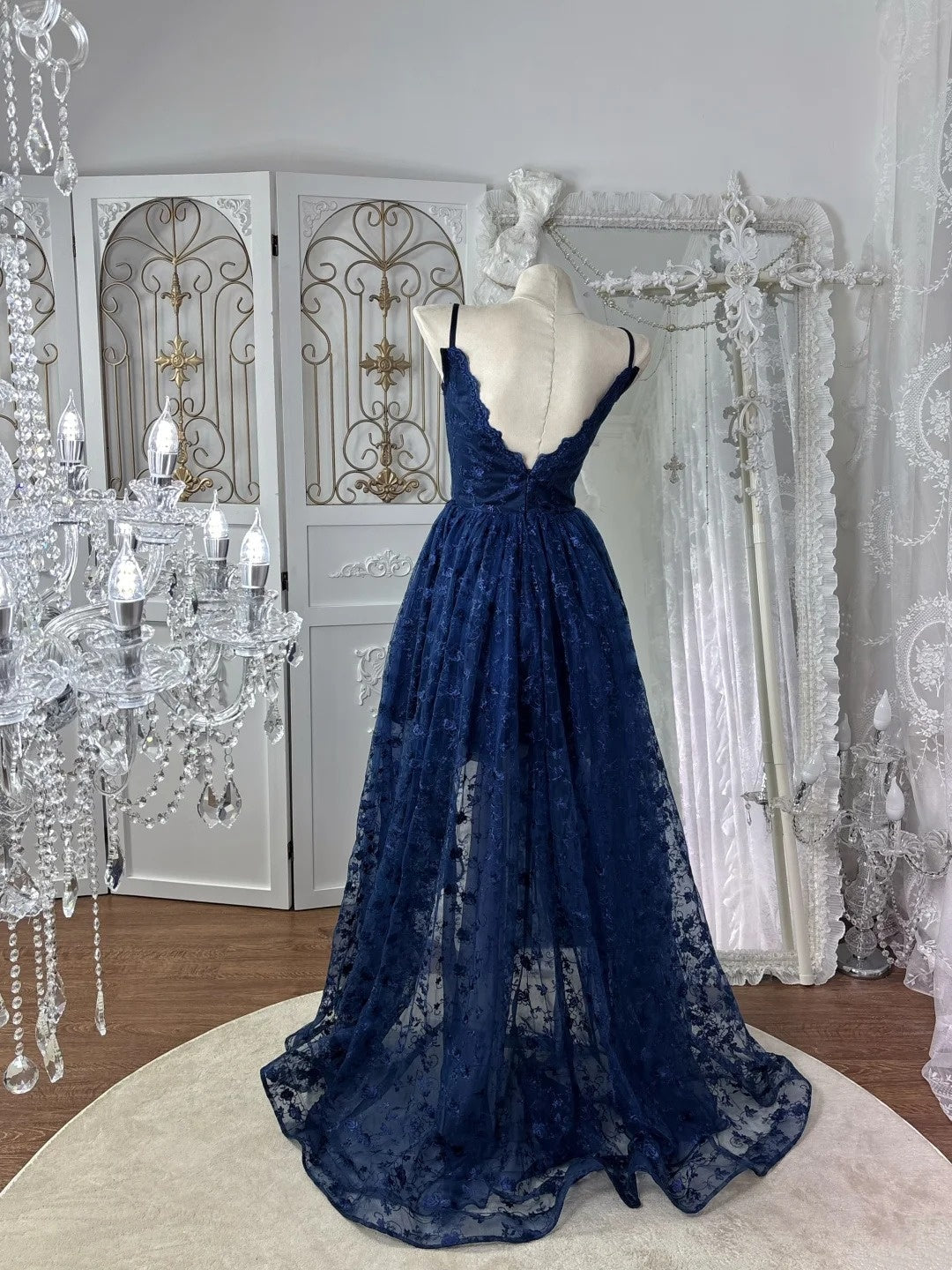 Beauty Prom Dress Dark Blue Spaghetti Straps Pleated Gala Dress Evening Dress 18th Birthday Gown      D5371