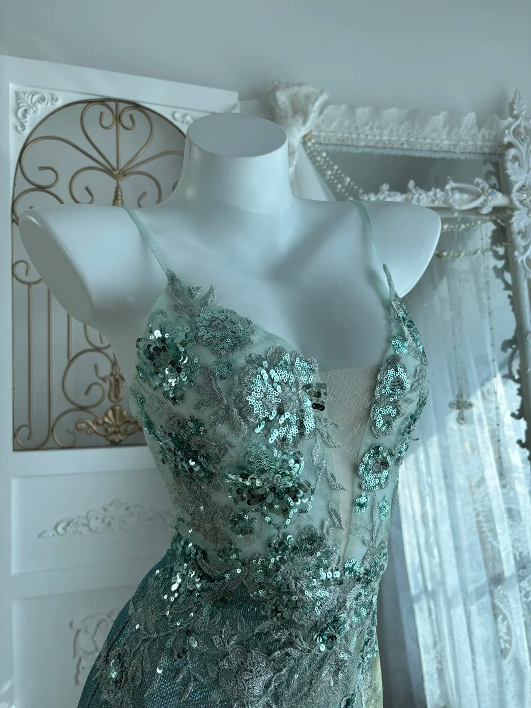 Beauty Prom Dress Spaghetti Straps Slit Mermaid Gala Dress Evening Dress 18th Birthday Gown      D5373