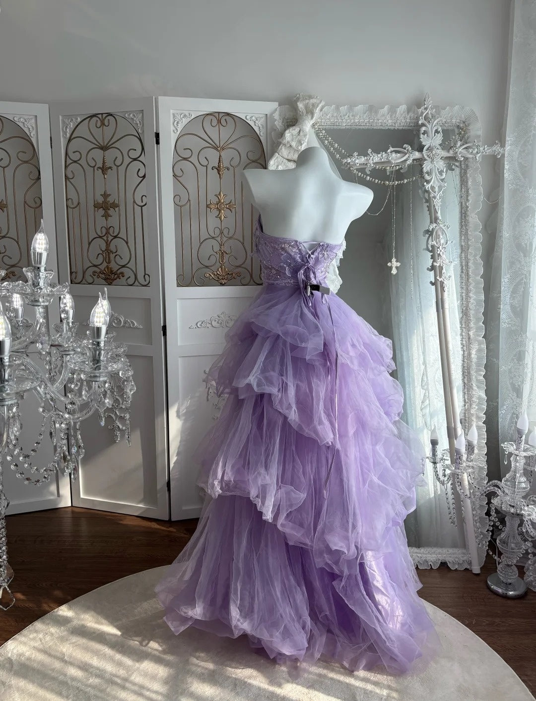 Beauty Prom Dress Strapless Pleated Tulle Evening Dress Sweet 16th Dress Birthday Dress       D5377