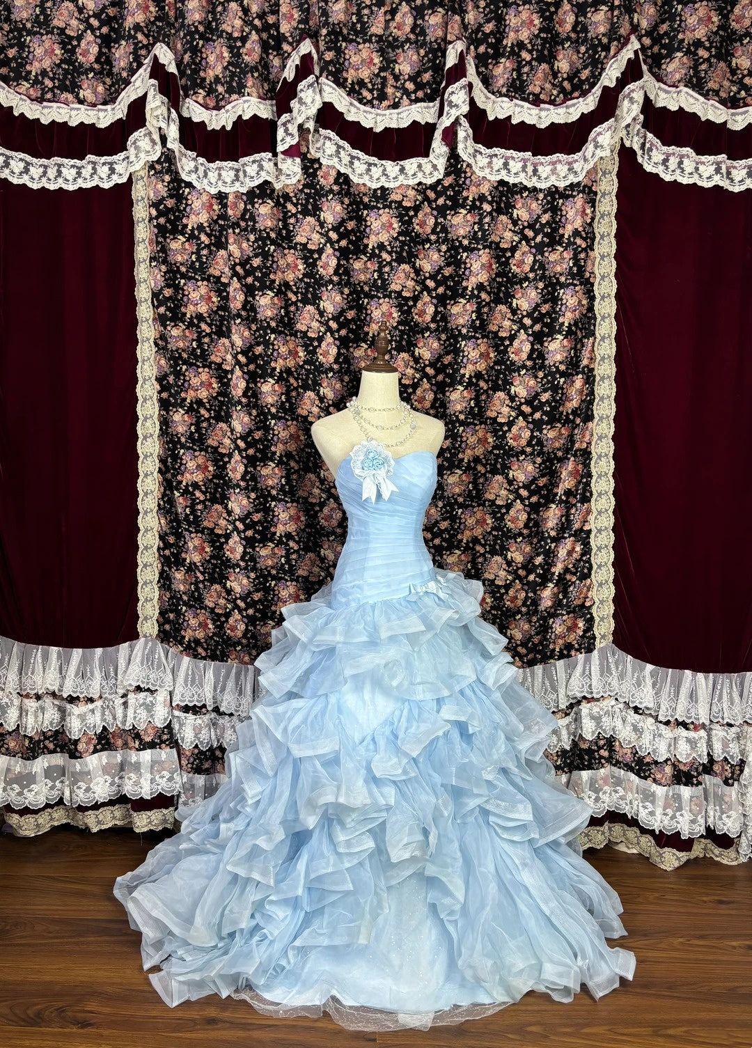 Beauty Prom Dress Light Blue Strapless Pleated Gala Dress Evening Dress 18th Birthday Gown      D5380
