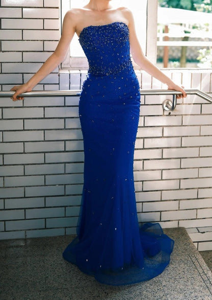 Stunning Prom Dress Strapless Beading Gala Dress Evening Dress 18th Graduation Gown      D5381