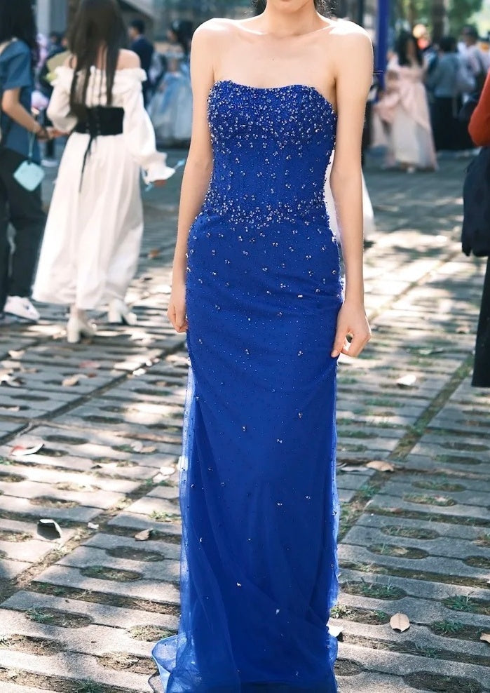 Stunning Prom Dress Strapless Beading Gala Dress Evening Dress 18th Graduation Gown      D5381