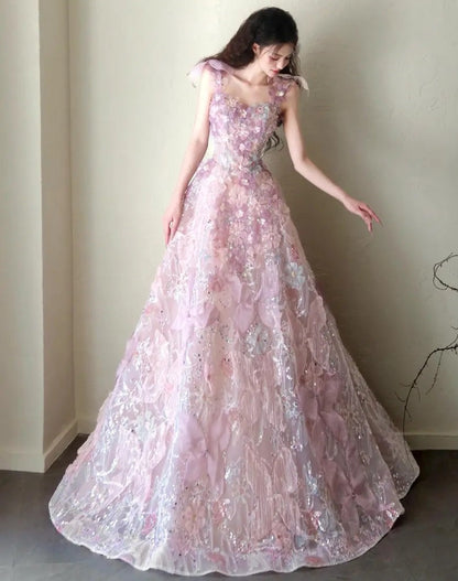 Charming Prom Dress A Line Square Neck Gala Dress Evening Dress 18th Graduation Gown      D5388