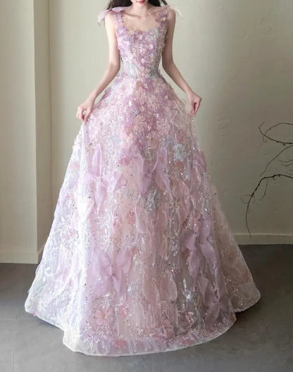 Charming Prom Dress A Line Square Neck Gala Dress Evening Dress 18th Graduation Gown      D5388